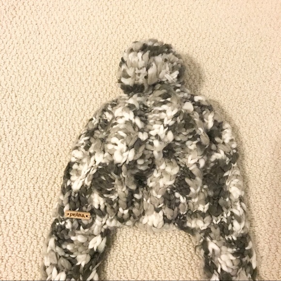 Prana Knit Hat with Scarf Tails Marled Grey - Picture 4 of 4